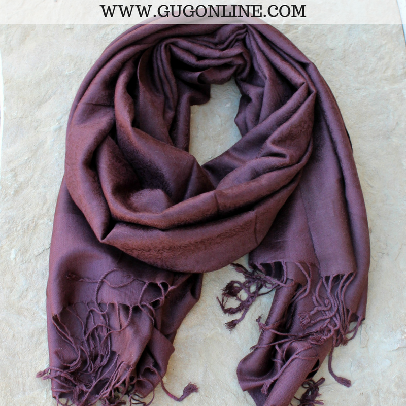 Solid Brown Pashmina Scarf - Giddy Up Glamour Boutique