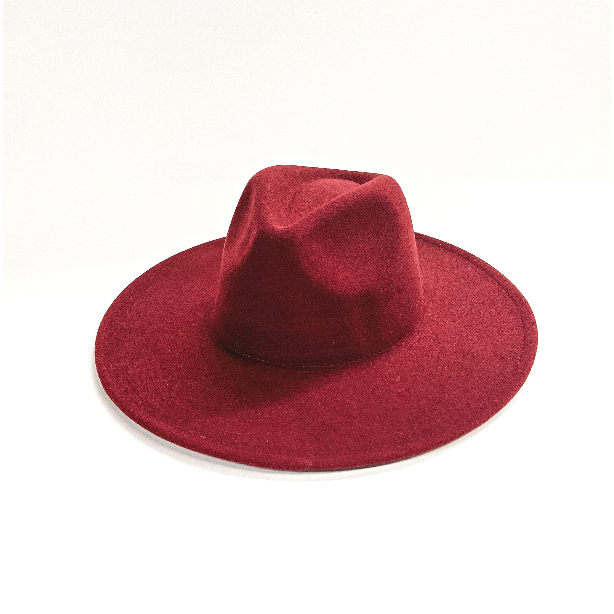 Headed West Faux Felt Rancher Hat in Maroon - Giddy Up Glamour Boutique
