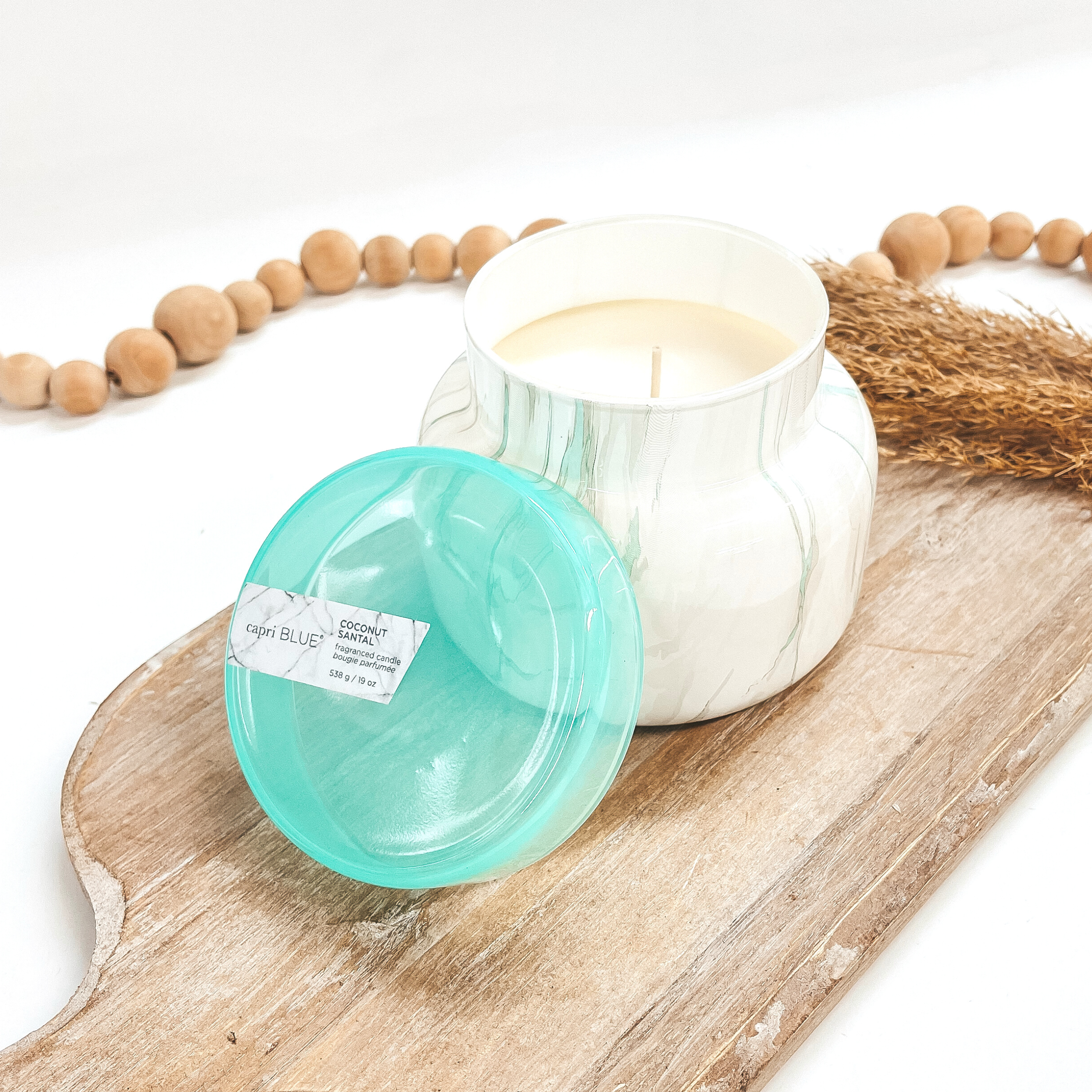 Capri Blue | 19 oz. Marble Jar Candle in Sea Glass | Coconut Santal - Giddy Up Glamour Boutique