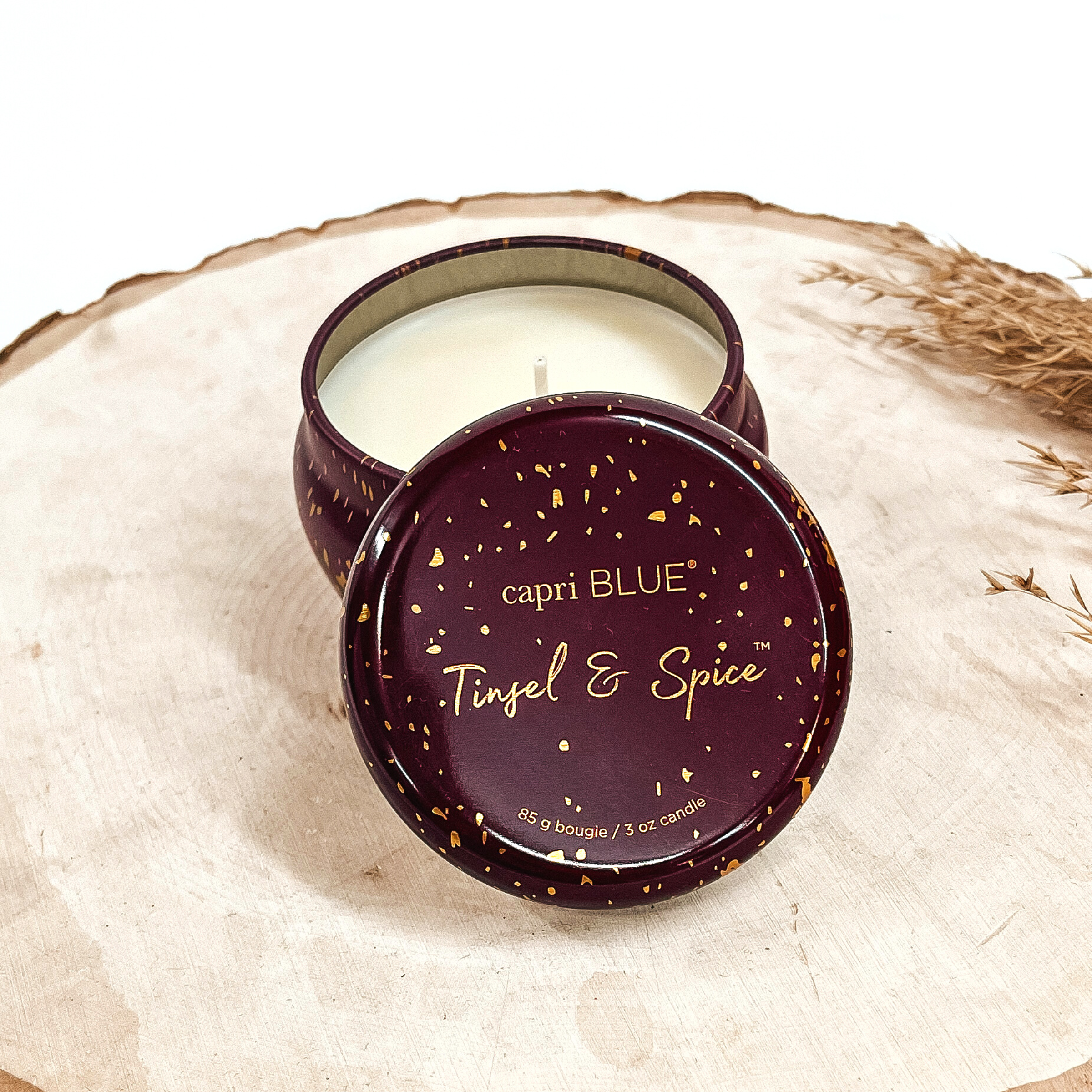 Capri Blue | 3 oz. Mini Tin Candle in Glimmer | Tinsel & Spice - Giddy Up Glamour Boutique