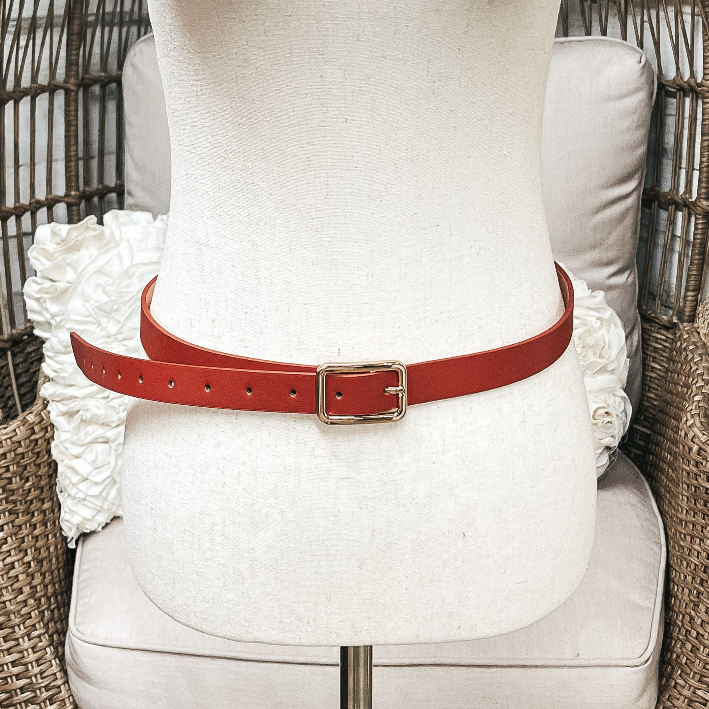 Set of Three | Skinny Fashion Belts in Burgundy, Cognac, and Forest Green - Giddy Up Glamour Boutique