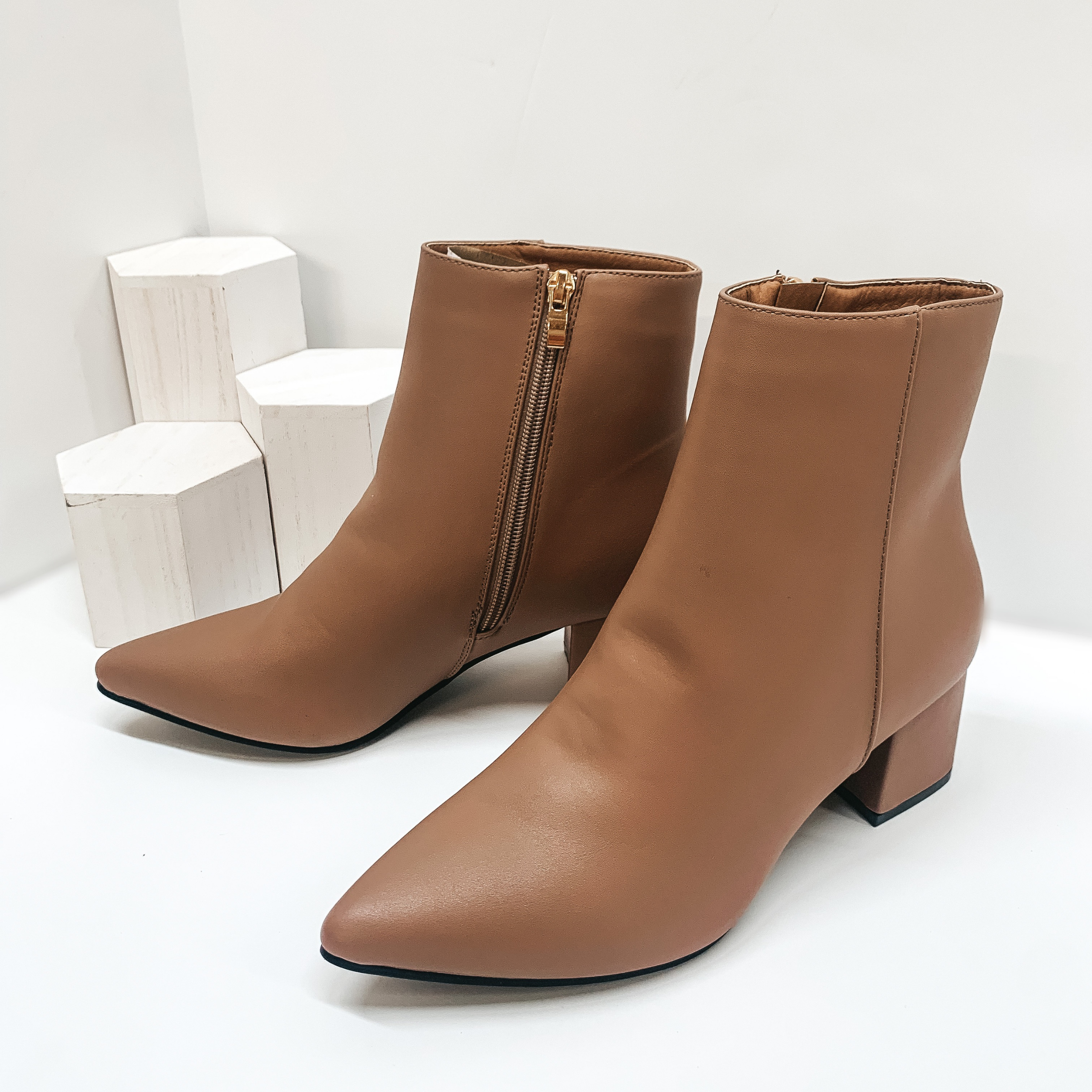 Step Into Style Pointed Toe Ankle Booties in Burlwood - Giddy Up Glamour Boutique
