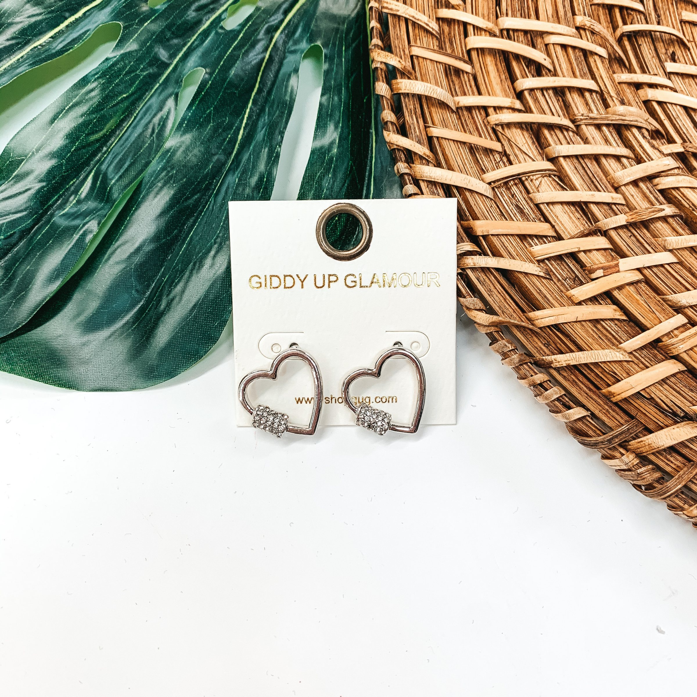 Heart Stud Earrings in Silver - Giddy Up Glamour Boutique