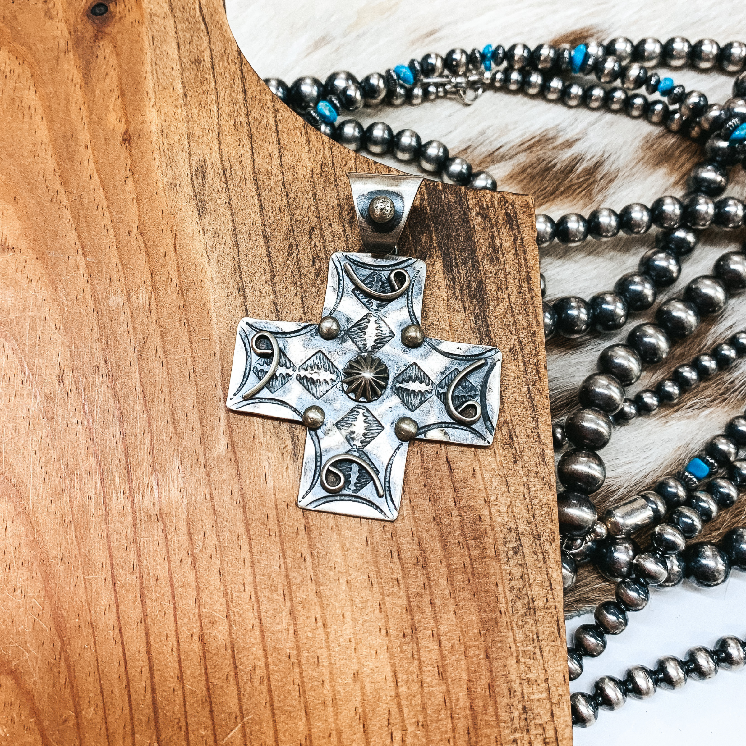 Chimney Butte | Navajo Handmade Sterling Silver Cross Pendant - Giddy Up Glamour Boutique