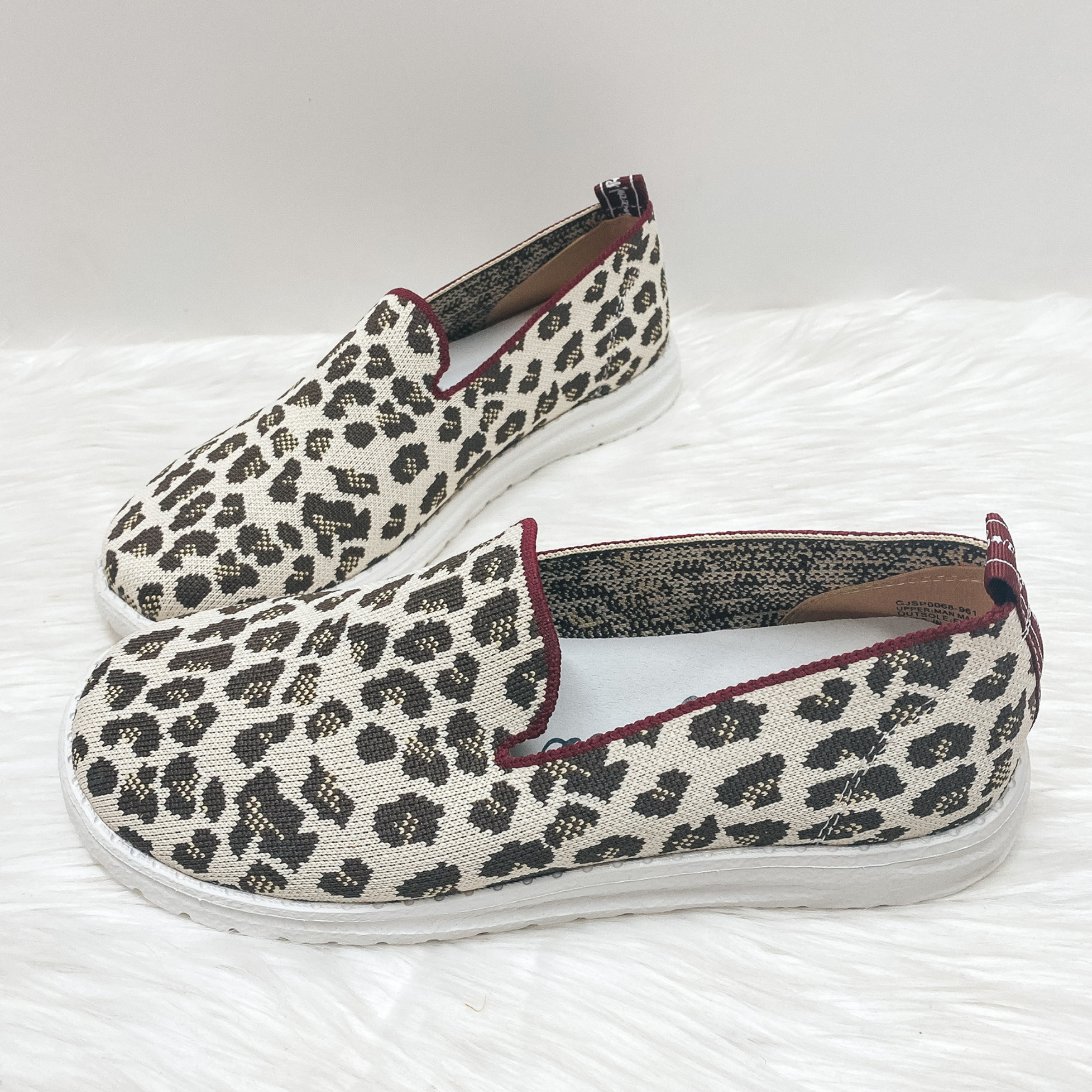 Very G | Sporting Style Knit Slip On Sneakers in Ivory Leopard - Giddy Up Glamour Boutique