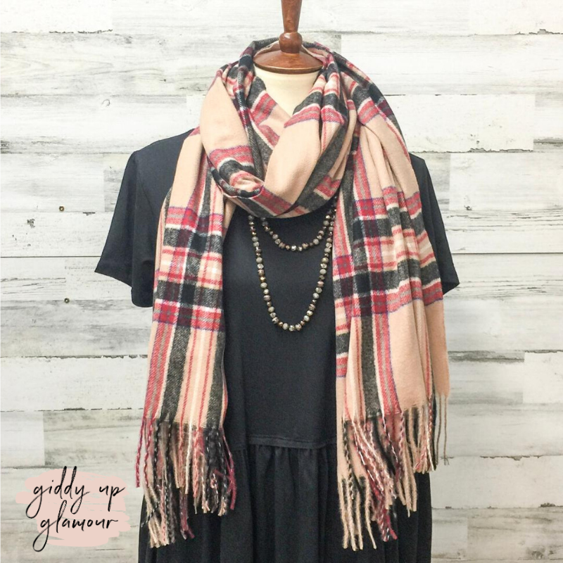 Plaid Scarf in Cognac - Giddy Up Glamour Boutique