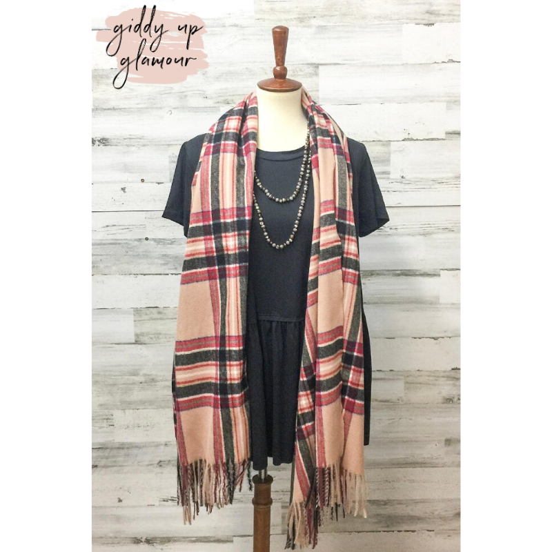 Plaid Scarf in Cognac - Giddy Up Glamour Boutique