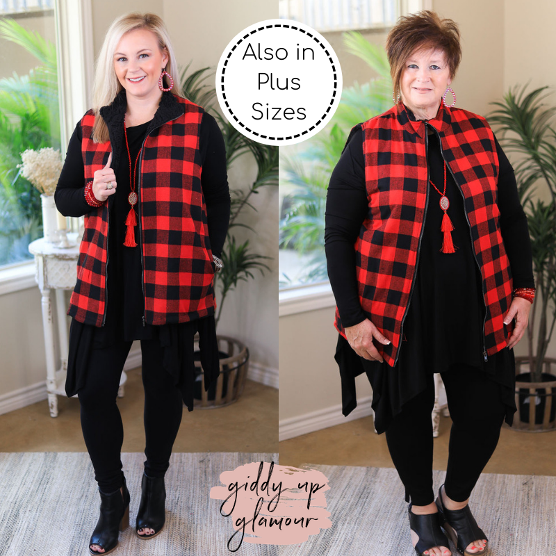 Buffalo plaid sales sherpa vest