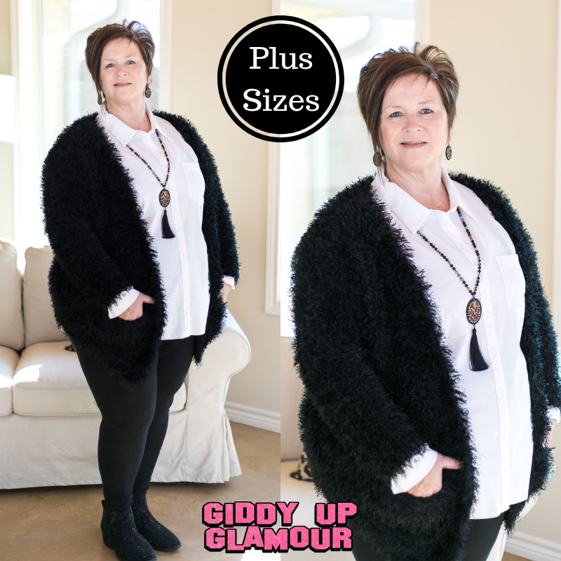 Make Things Grand High Pile Jacket in Black - Giddy Up Glamour Boutique