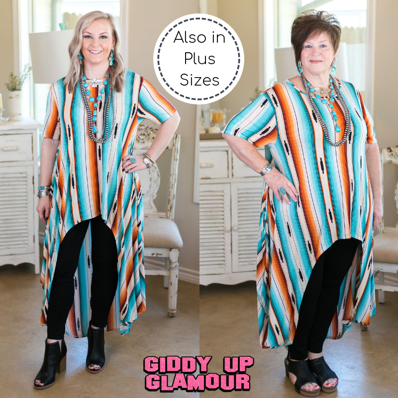 Last Chance S & M | Don't Think Twice High Low Short Sleeve Top in Serape - Giddy Up Glamour Boutique
