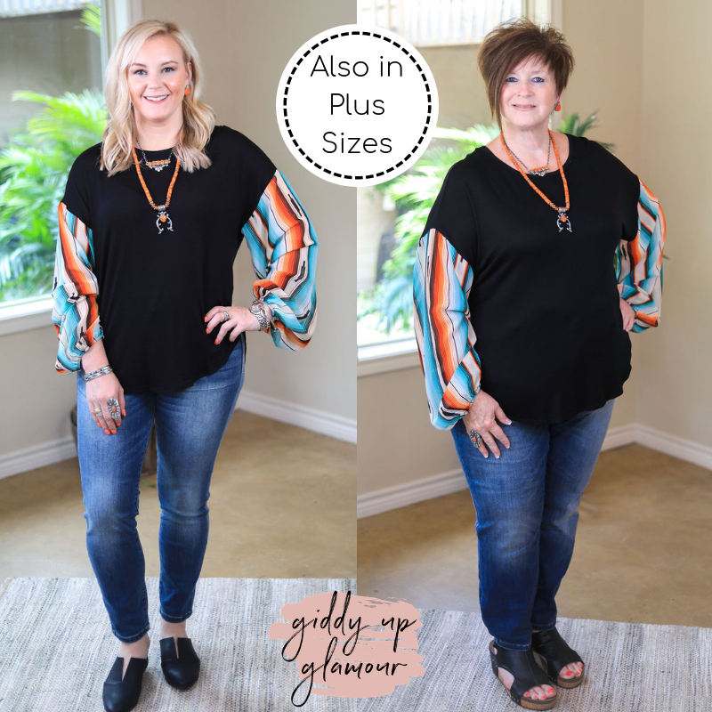 Last Chance Size Small | Mover and Shaker Bishop Puff Sleeve Top in Serape - Giddy Up Glamour Boutique