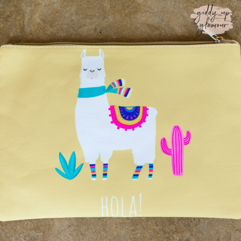 Something New Wristlet or Crossbody Hola Llama Purse in Yellow - Giddy Up Glamour Boutique