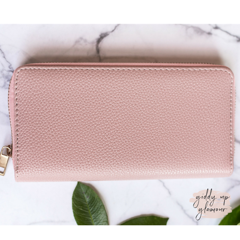 Blush Pink Zip-Around Wallet - Giddy Up Glamour Boutique
