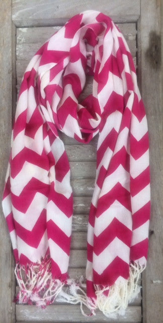 Hot Pink Chevron Scarf - Giddy Up Glamour Boutique