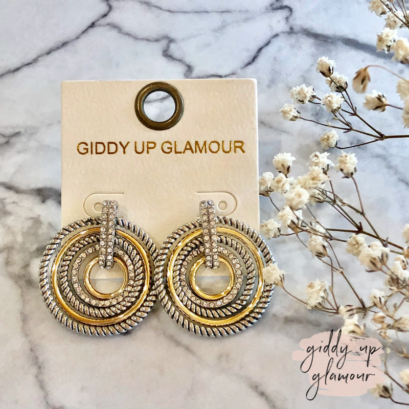 Two Toned Multi-Circled Fashion Stud Earrings - Giddy Up Glamour Boutique