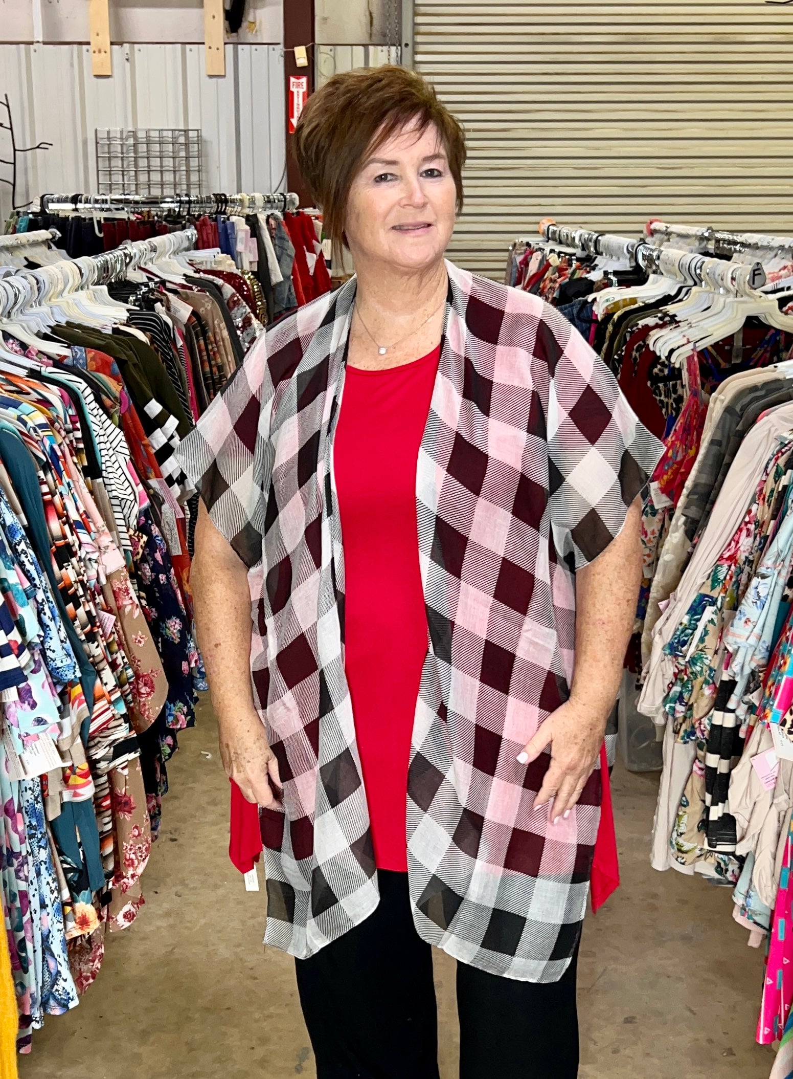Don't Stop Believing Sheer Buffalo Plaid Coverup in White and Black - Giddy Up Glamour Boutique