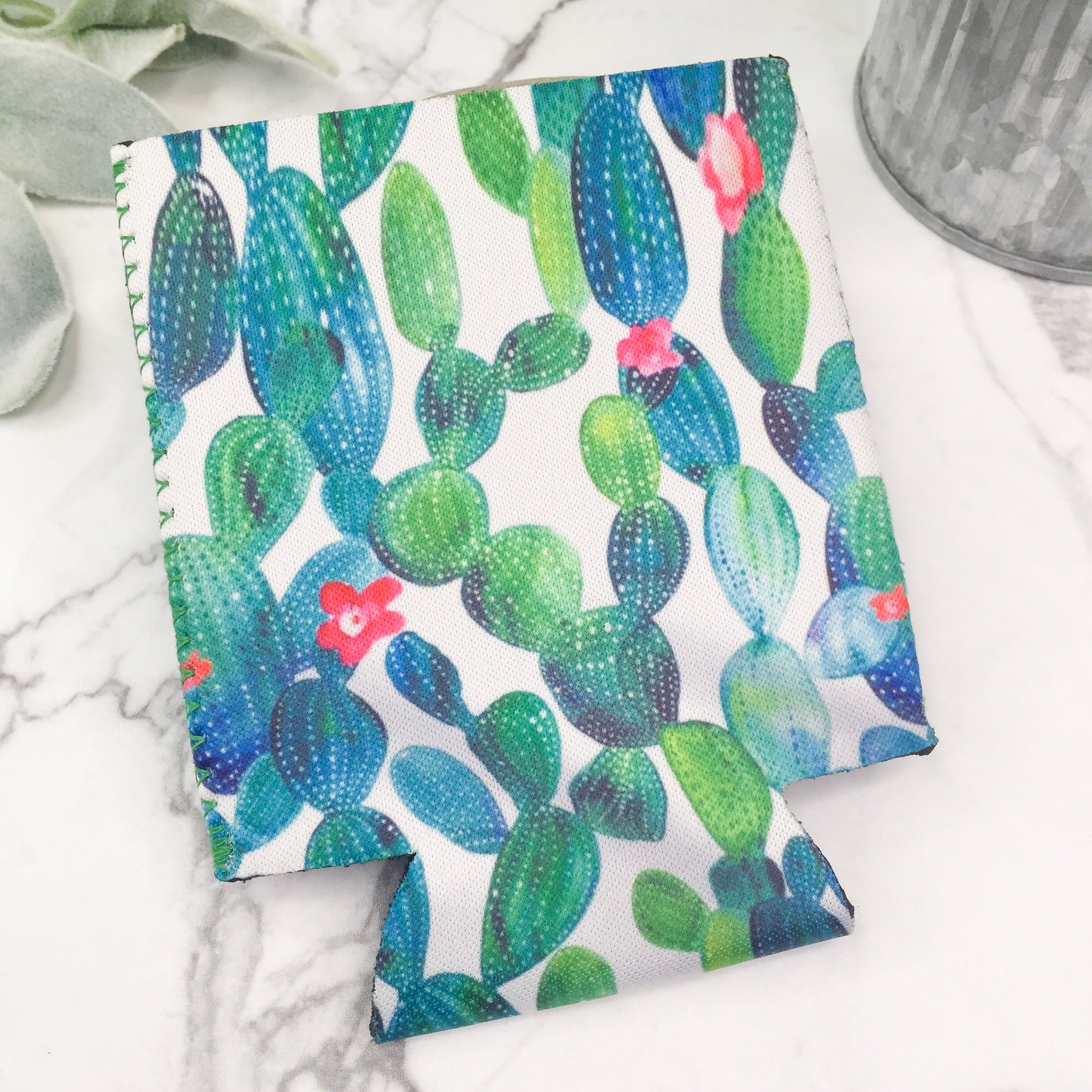 Watercolor Cactus Koozie - Giddy Up Glamour Boutique