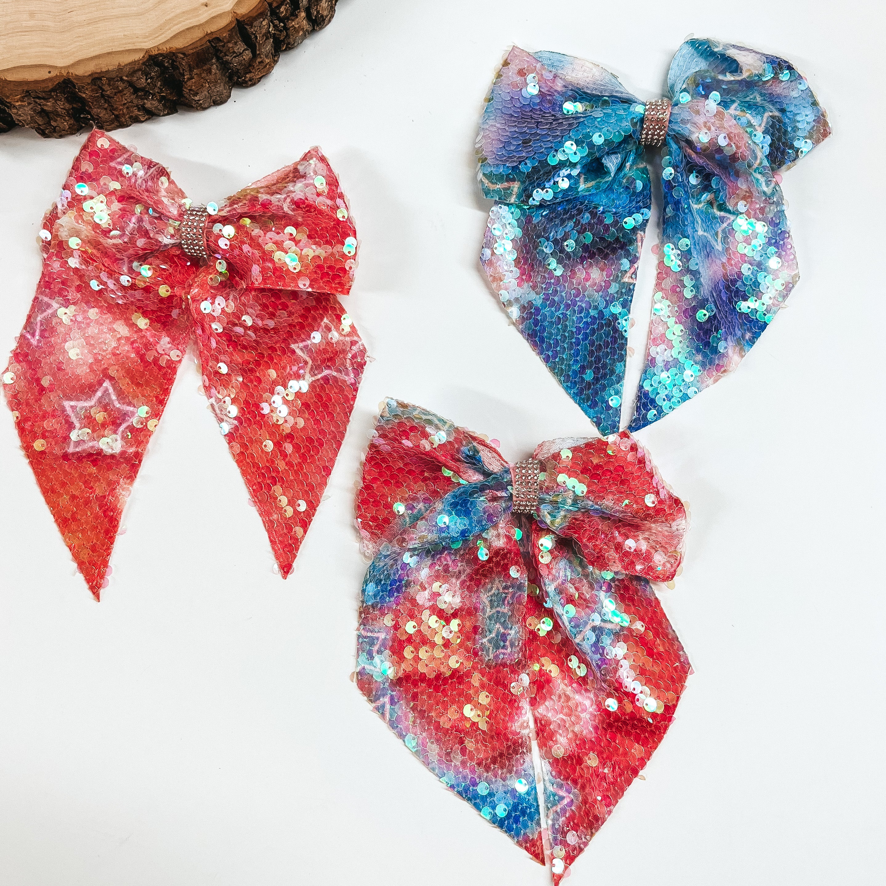 Buy 3 for $10 | Hair Bows with Sequins and  Star Detailing - Giddy Up Glamour Boutique