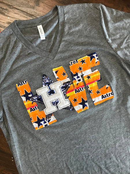 Handmade  Astros Love Short Sleeve Tee Shirt in Heather Grey 3XL