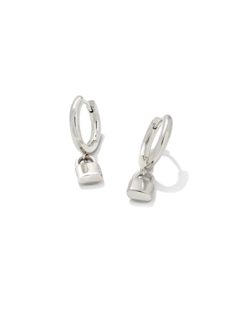 Kendra Scott | Jess Lock Huggie Earrings in Silver - Giddy Up Glamour Boutique