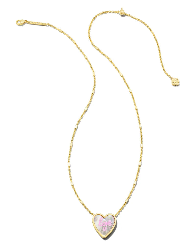 Kendra Scott | Love U Heart Gold Pendant Necklace in Ivory Mother-of-Pearl - Giddy Up Glamour Boutique