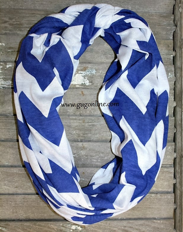 Blue Wide Chevron Infinity Scarf - Giddy Up Glamour Boutique