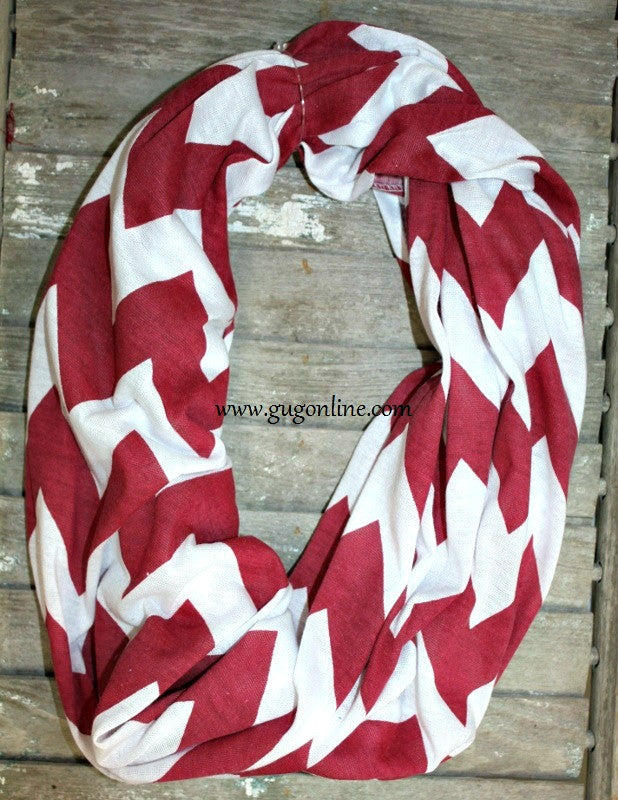 Maroon Wide Chevron Infinity Scarf - Giddy Up Glamour Boutique