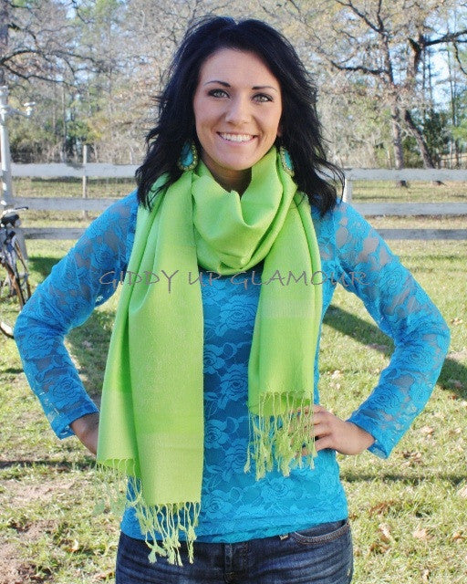 Solid Lime Scarf - Giddy Up Glamour Boutique
