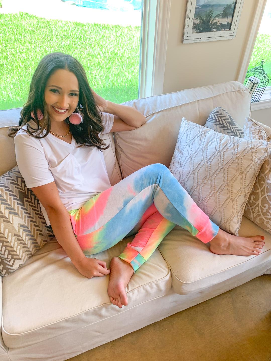 Last Chance Size S & M | Blur The Lines Tie Dye Drawstring Joggers in Neon - Giddy Up Glamour Boutique