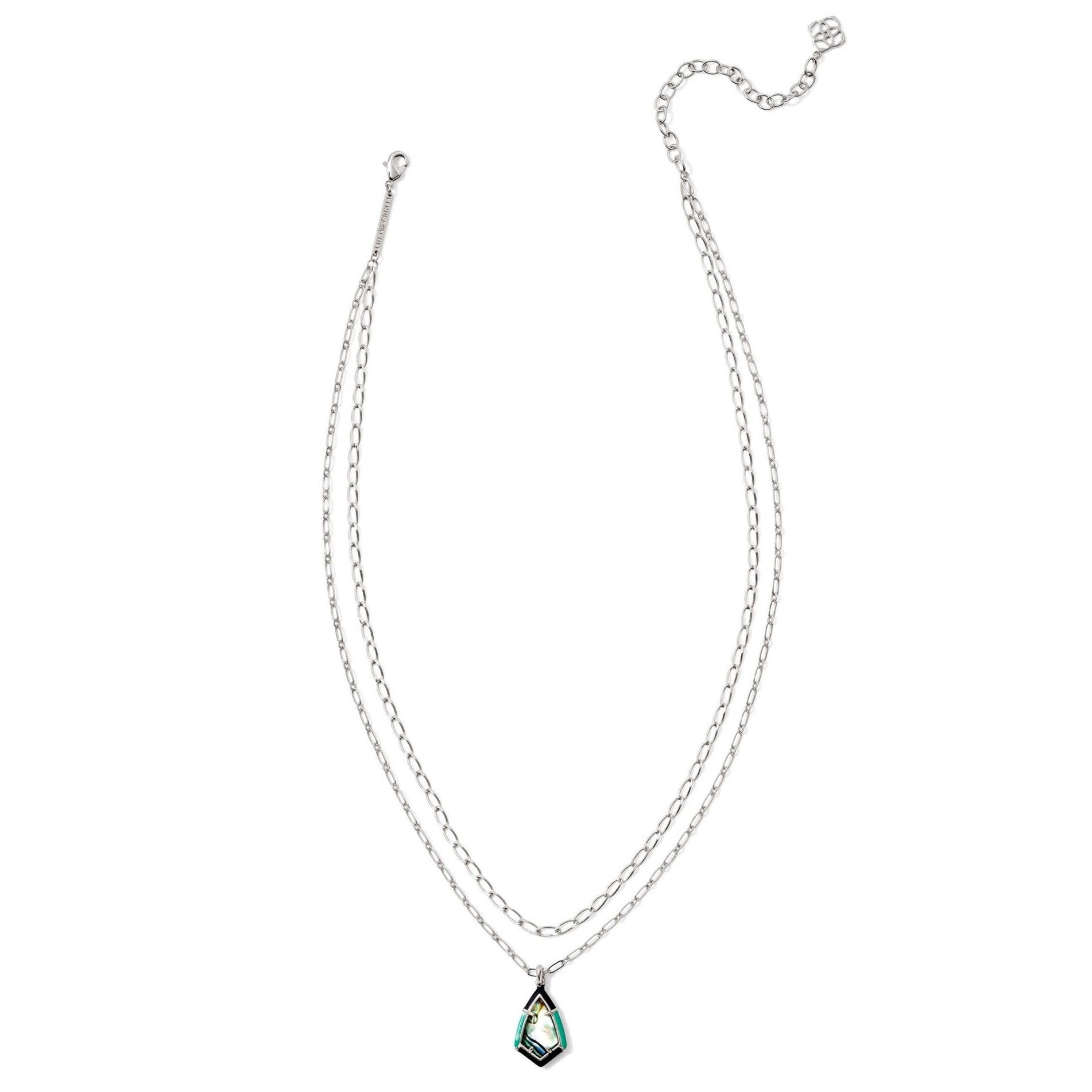 Kendra Scott | Camry Silver Enamel Frame Multi Strand Necklace in Abalone