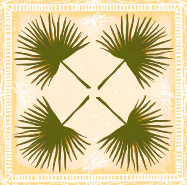 KB's Canvas | Palmè Floral Palm Leaf Print Scarf in Cream and Green