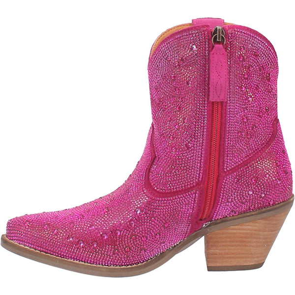Online Exclusive | Dingo | Rhinestone Cowgirl Leather Bootie in Fuchsia Pink  **PREORDER