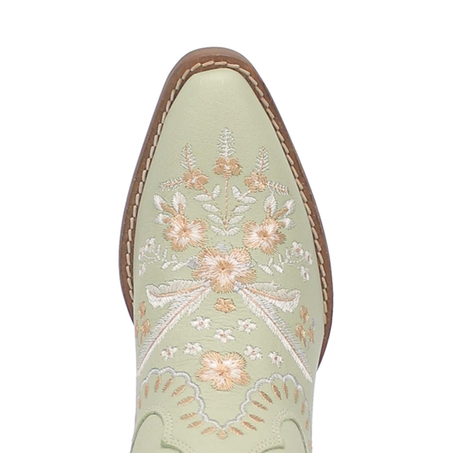 Online Exclusive | Dingo | Primrose Leather Floral Stitch Bootie in Mint **PREORDER - Giddy Up Glamour Boutique