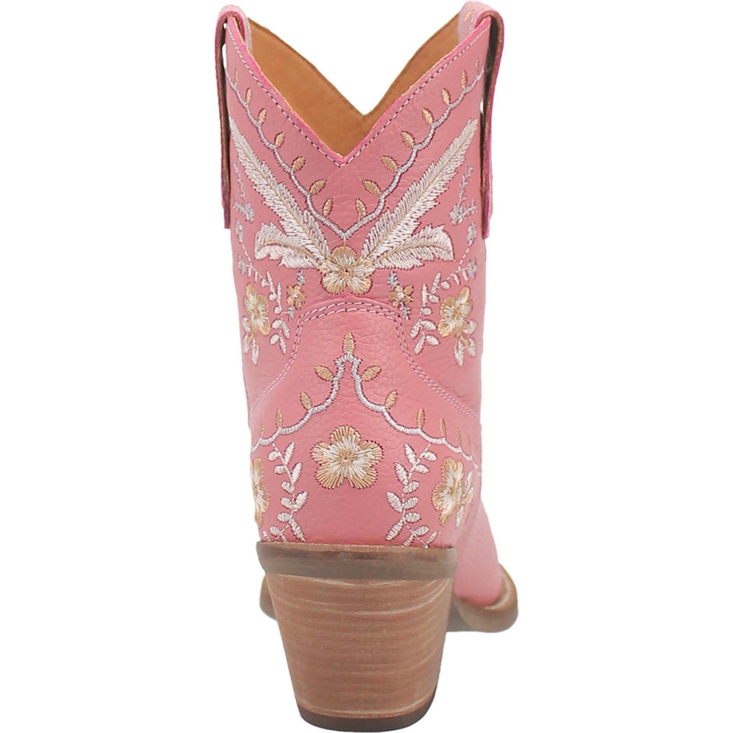 Online Exclusive | Dingo | Primrose Pink Leather Floral Stitch Bootie in Pink **PREORDER - Giddy Up Glamour Boutique