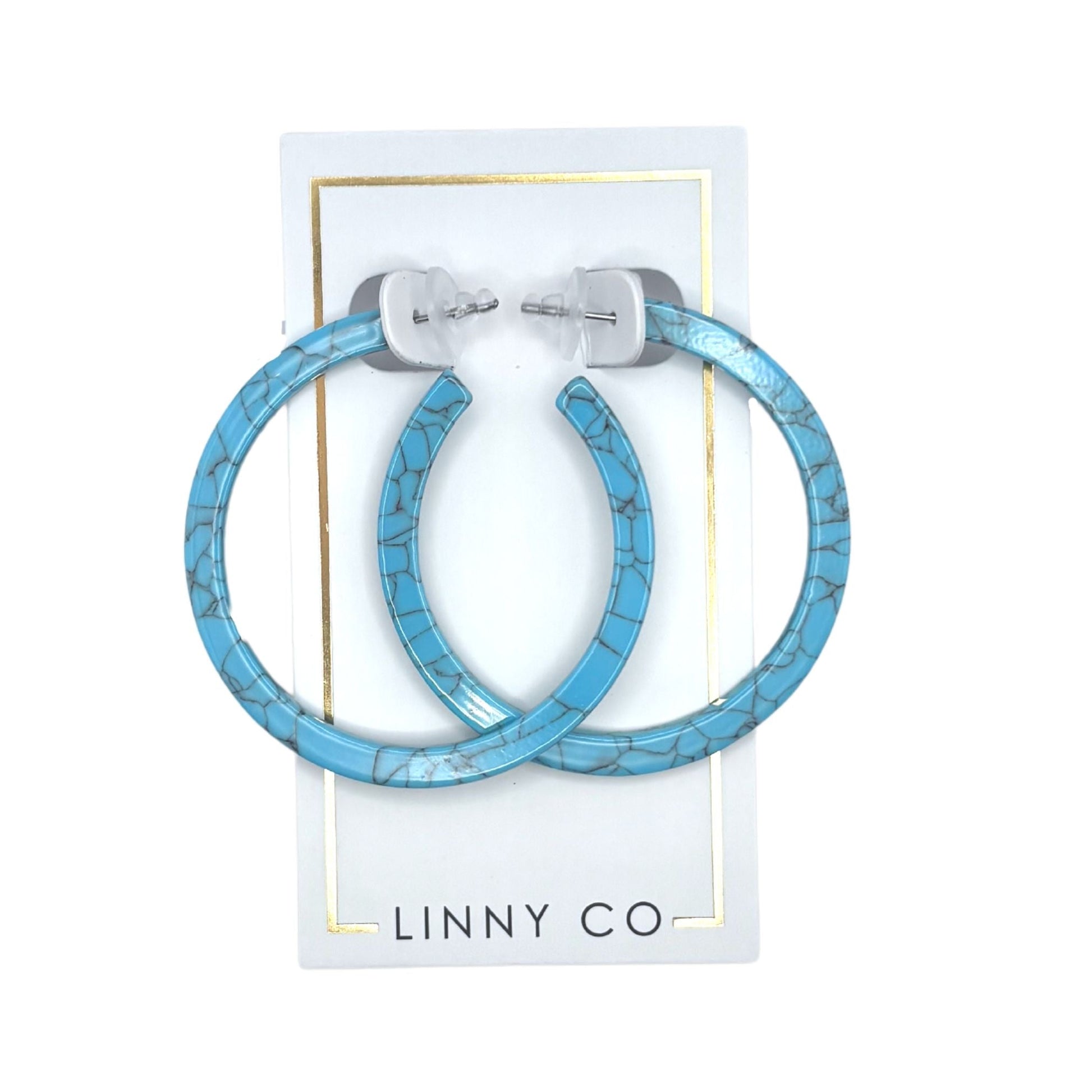 Linny Co | Holly Medium Hoop Earrings in Turquoise Blue