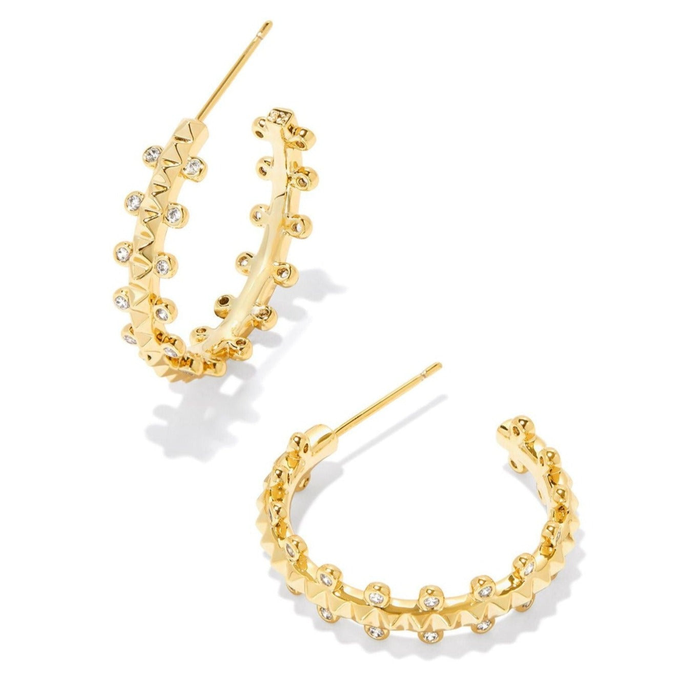 Kendra Scott | Jada Gold Small Hoop Earrings in White Crystal - Giddy Up Glamour Boutique