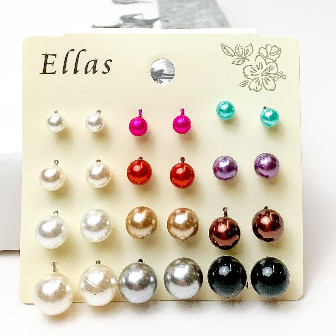 Buy 3 for $10 | Pearl Assorted Stud Earrings - Giddy Up Glamour Boutique