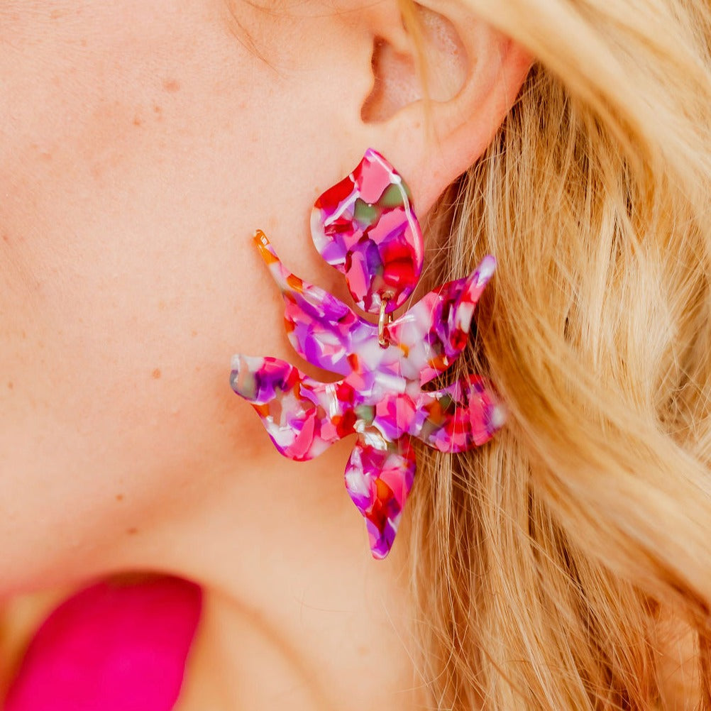 Linny Co | Flora Drop Earrings in Pink Multi