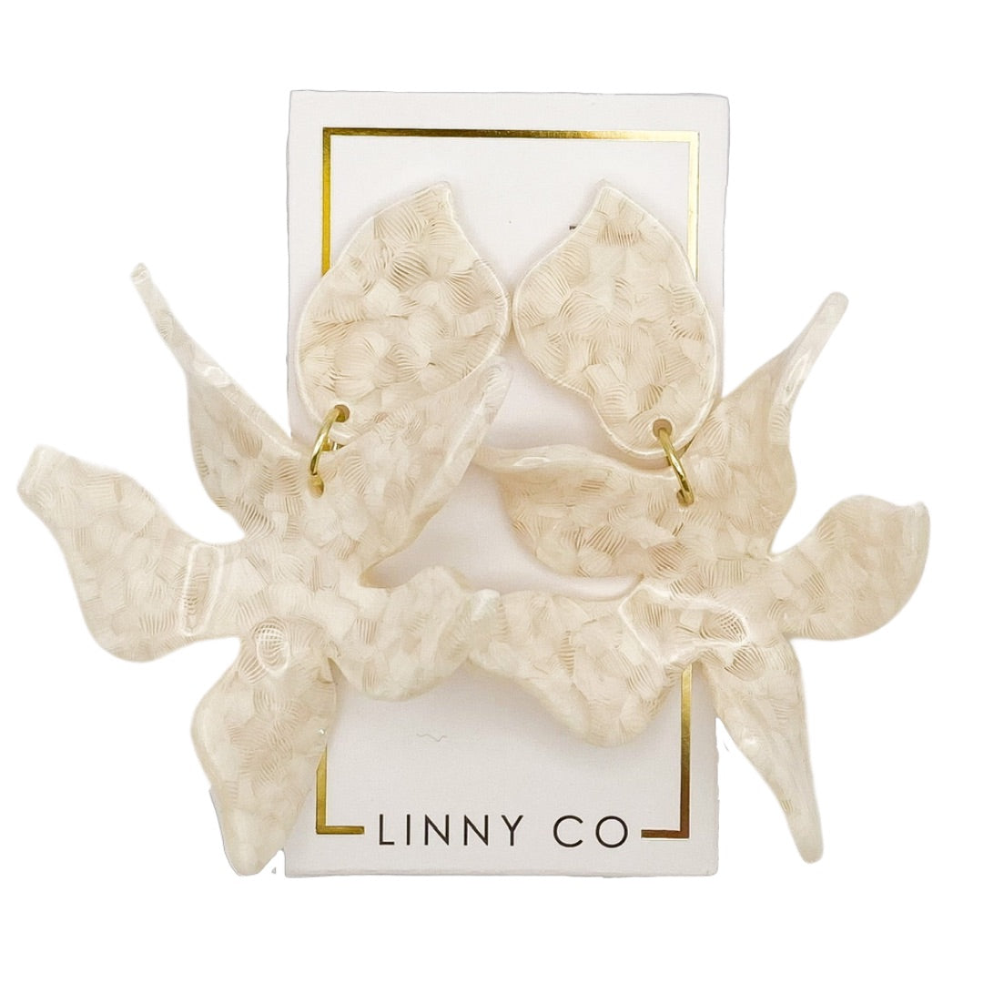 Linny Co | Flora Drop Earrings in White Shell