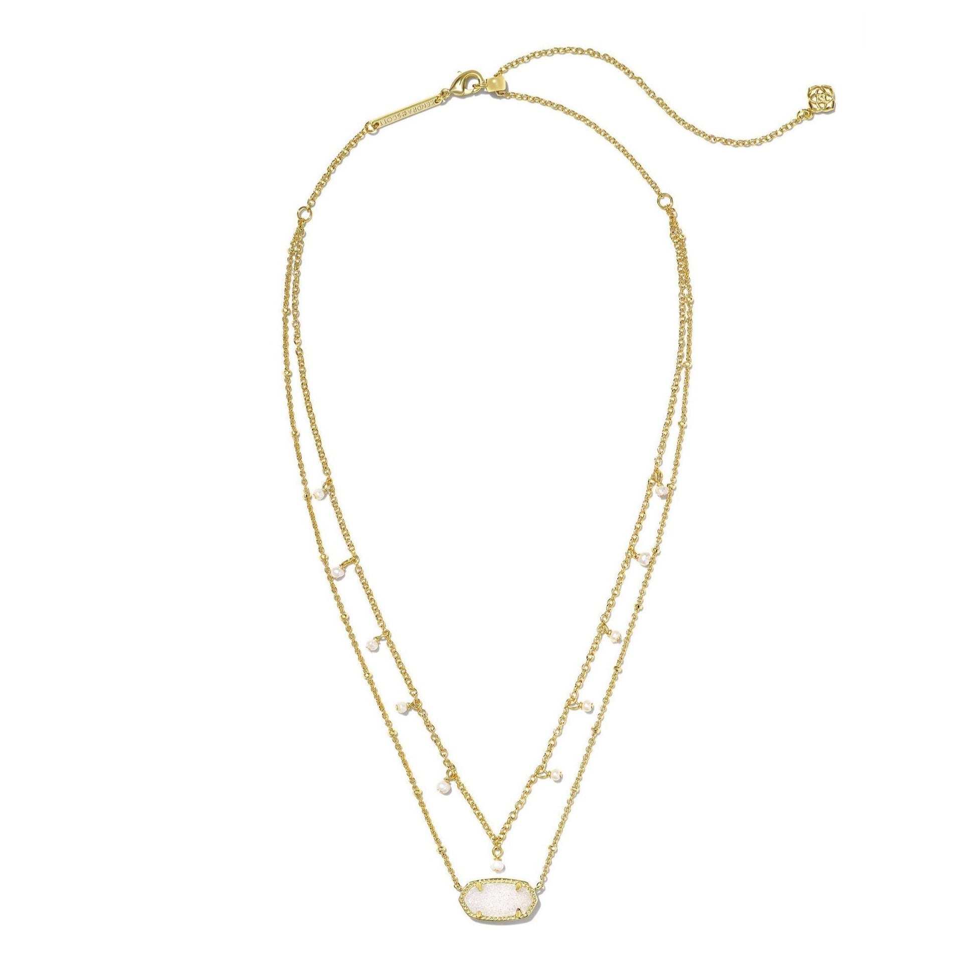 Kendra Scott | Elisa Gold Pearl Multi Strand Necklace in Iridescent Drusy