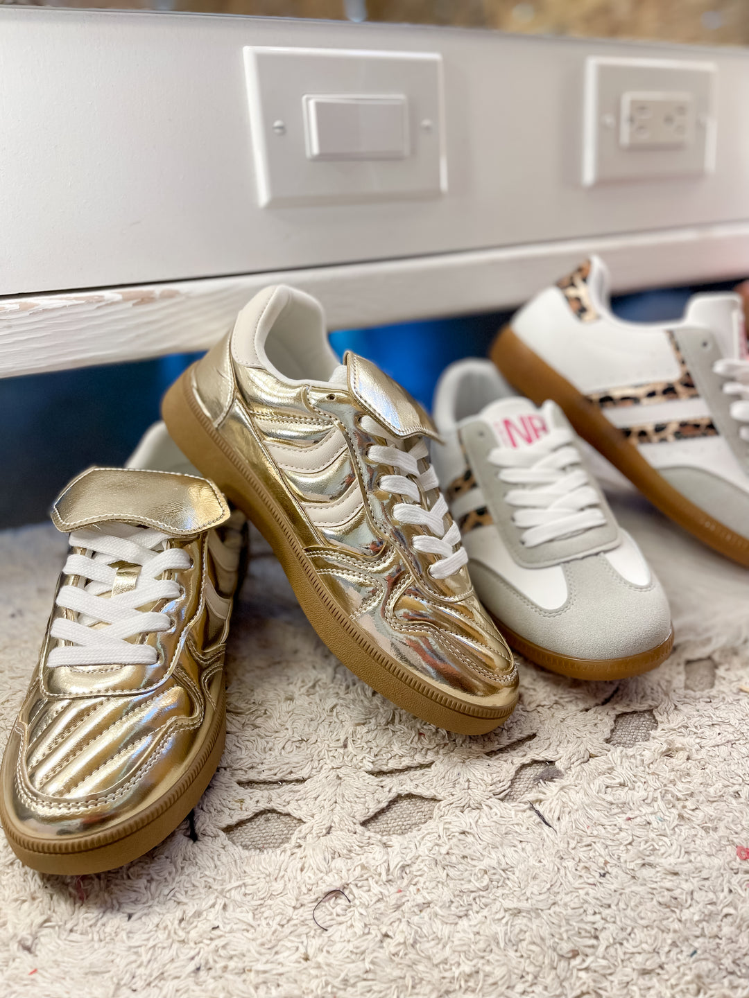Naughty Monkey | One Step Ahead Metallic Lace-Up Sneaker in Gold