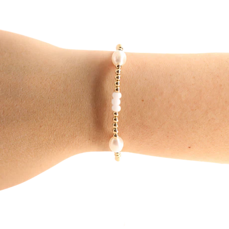 Beaded Blondes | White Pearl Poppi Bracelet