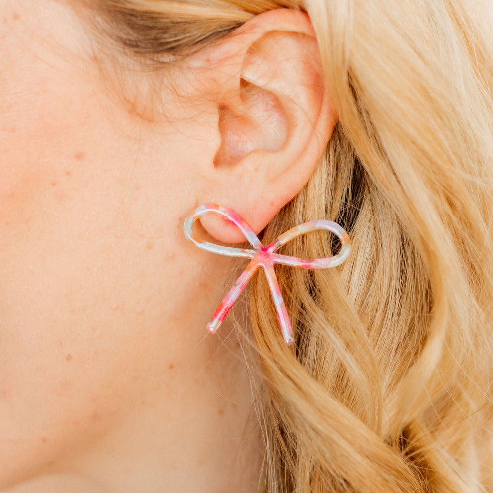 Linny Co | Lola Bow Earrings in Pink Sprinkles