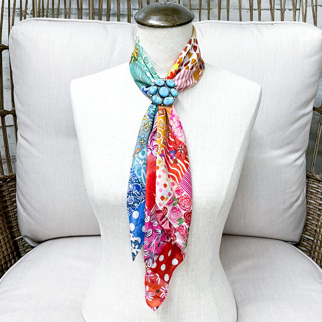 XOXO Art &amp; Co | Vintage Feedsack Shorty Wild Rag Scarf in Multicolor