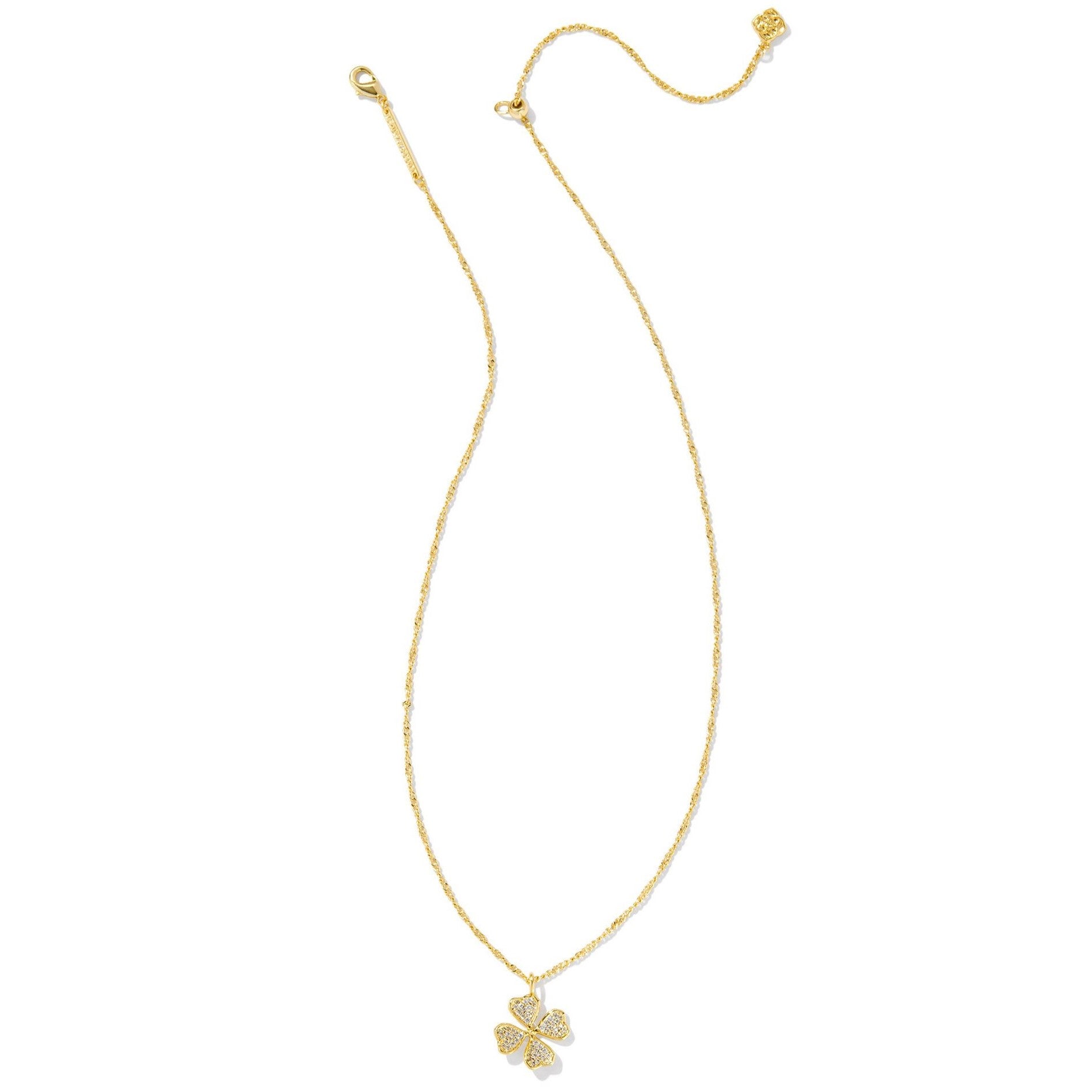 Kendra Scott | Clover Crystal Short Pendant Necklace in Gold - Giddy Up Glamour Boutique
