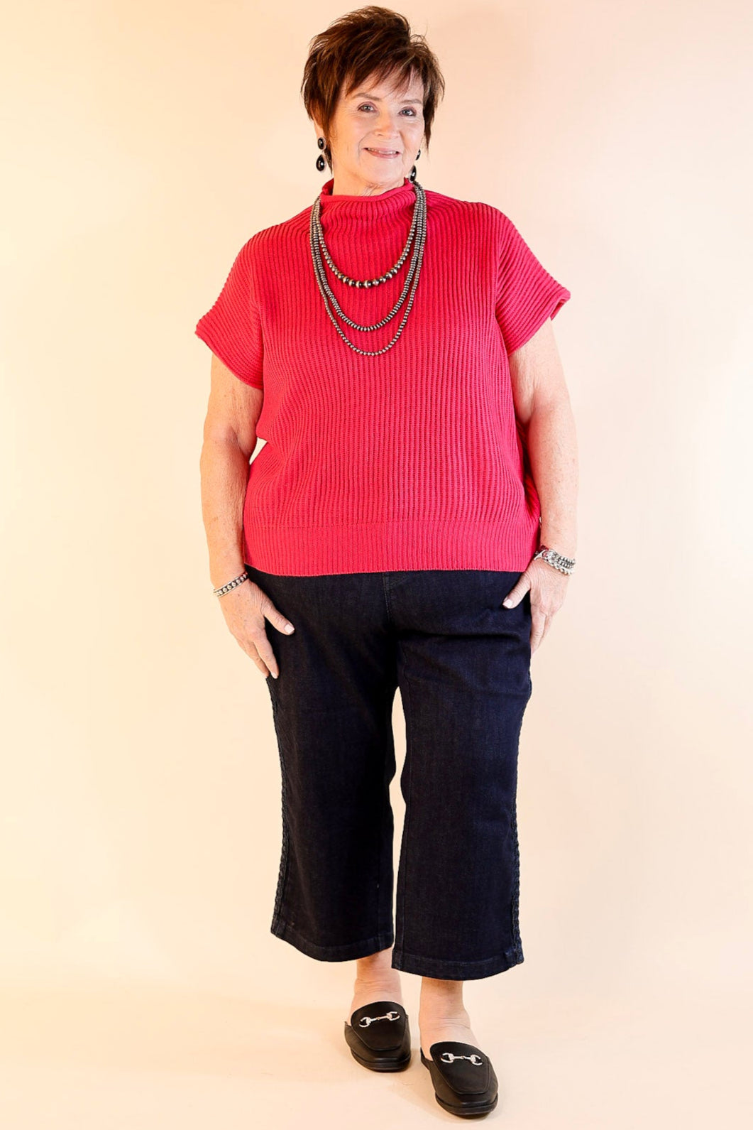 Layer Me Up Cap Sleeve Sweater in Hot Pink