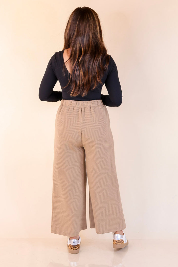 Glamour on the Go Textured Wide Leg Pant in Tan