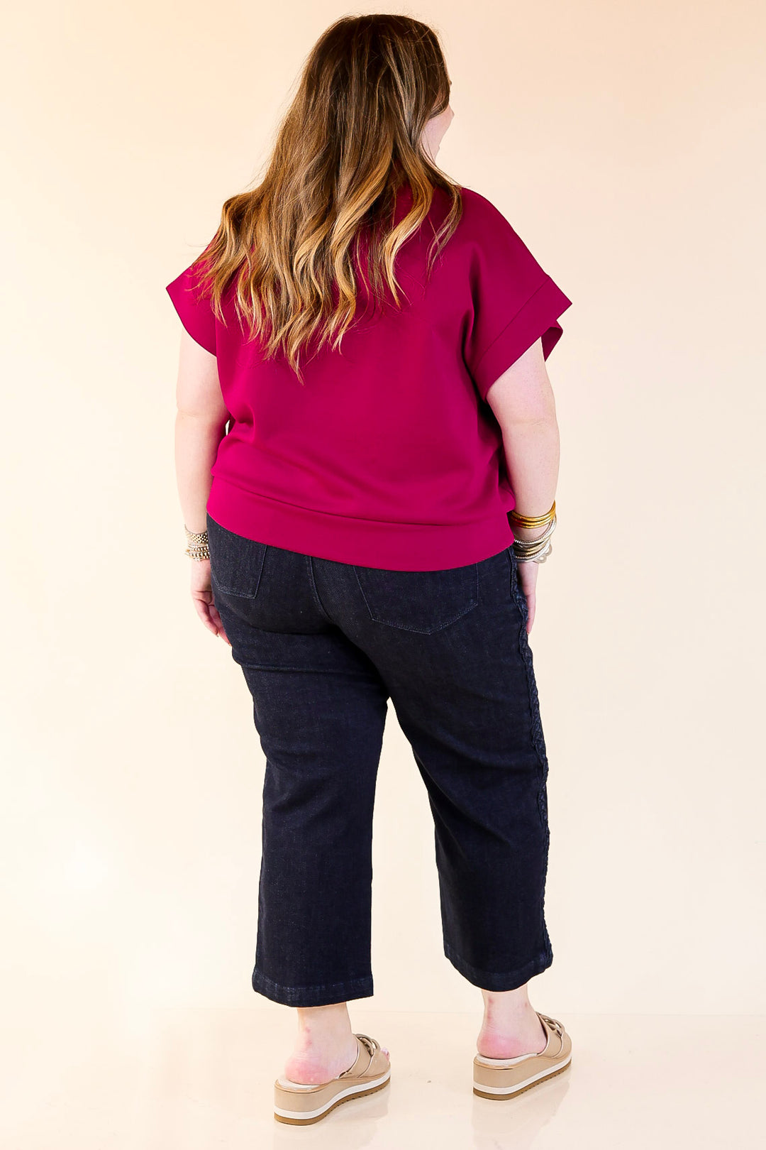 Top Priority Half Zip Collared Scuba Top in Maroon