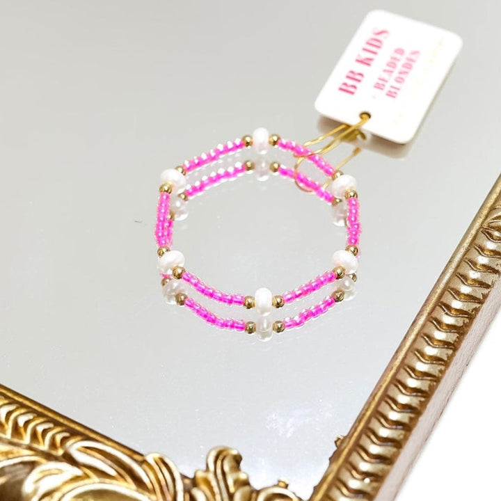 Beaded Blondes | Babies Hot Pink Pearl Bracelet