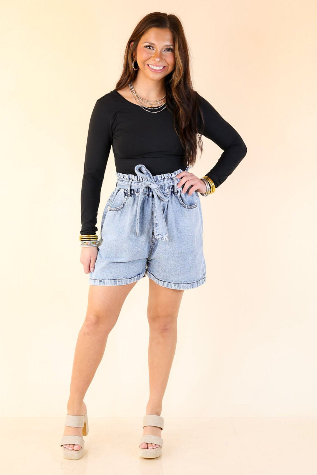 Simply Southern | Summer Lovin' Denim Shorts with Cinched Waistband and Belt